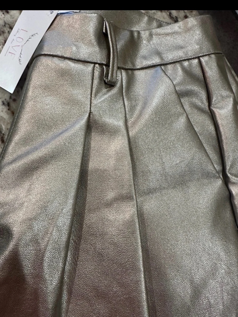 Peach Love Silver Metallic Faux Leather Short